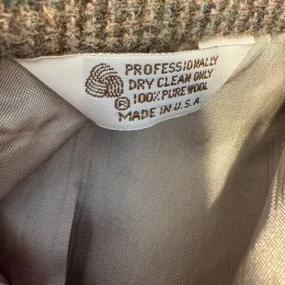 Alan Michaels Wool Tweed Blazer Jacket Elbow Patches Mens Size 40L Brown USA Vtg - Picture 4 of 7